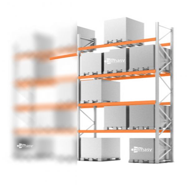 grond + 4 niveaus draagbalken (liggers)
capaciteit : 15 europalletten